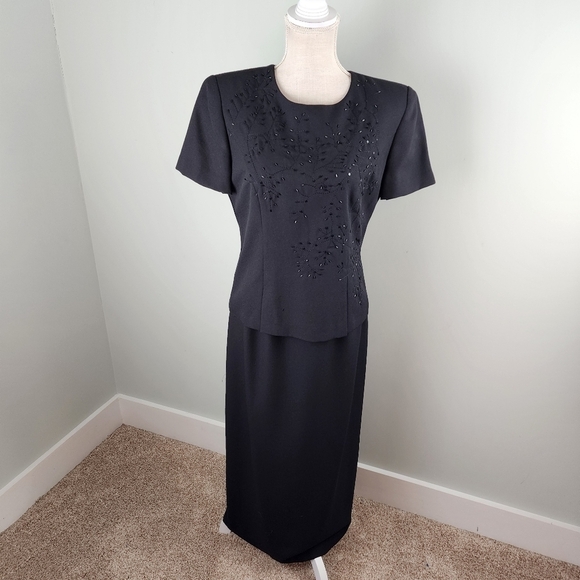 Jessica Howard Sequin Tiered Front Short Sleeve Full Length Lined Dress Size 8 - Picture 1 of 11